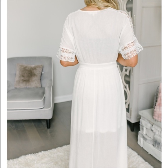 Magnolia boutique white midi wrap dress M - Picture 3 of 6